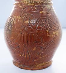 Glazed Redware Pitcher with Incised Federal Eagle Attributed to Jacob Medinger
