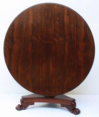 English Regency Round Rosewood Center Pedestal Table