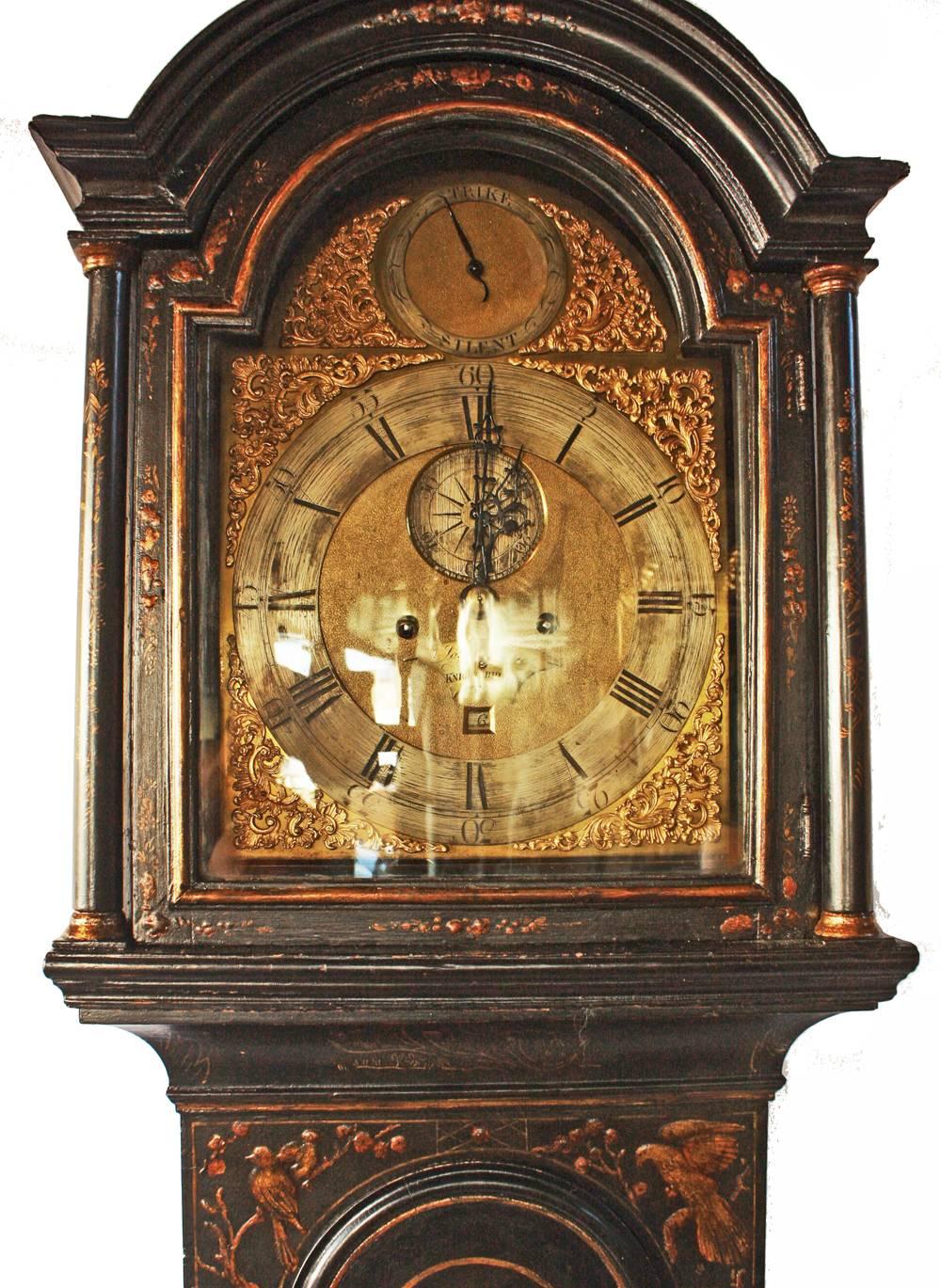 Mid-18th Century George II Japanned Chinoiserie Longcase Clock by John Crouch, Knightsbridge