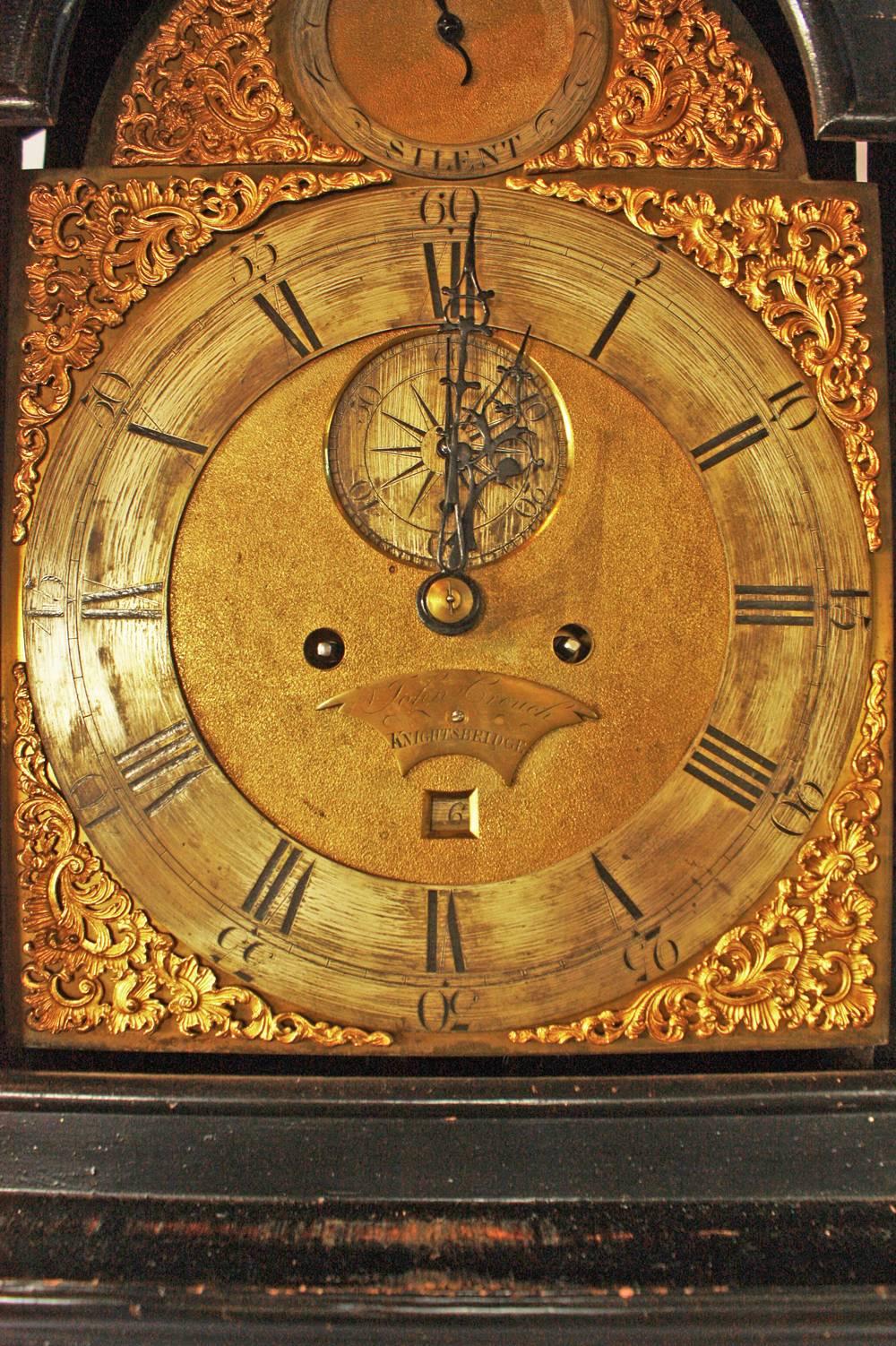 George II Japanned Chinoiserie Longcase Clock by John Crouch, Knightsbridge In Good Condition In Dallas, TX