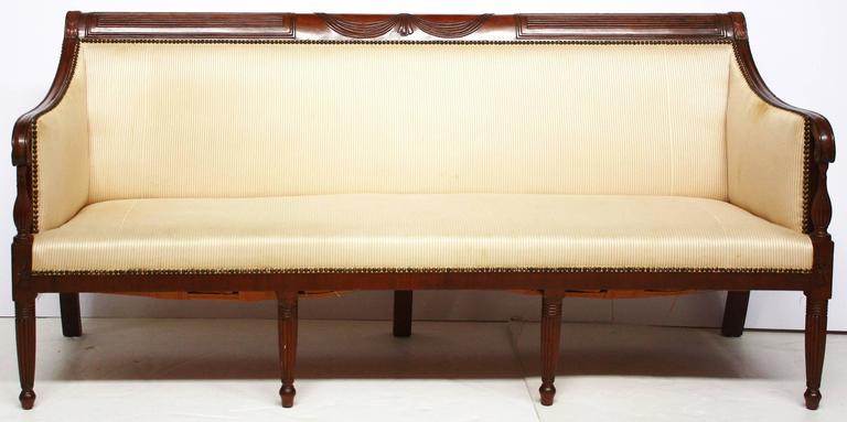 American Federal Mahogany Sofa At 1stdibs An American Federal Carved Seven Legged Mahogany Sofa Three Panels Of Crest Rail Carvings