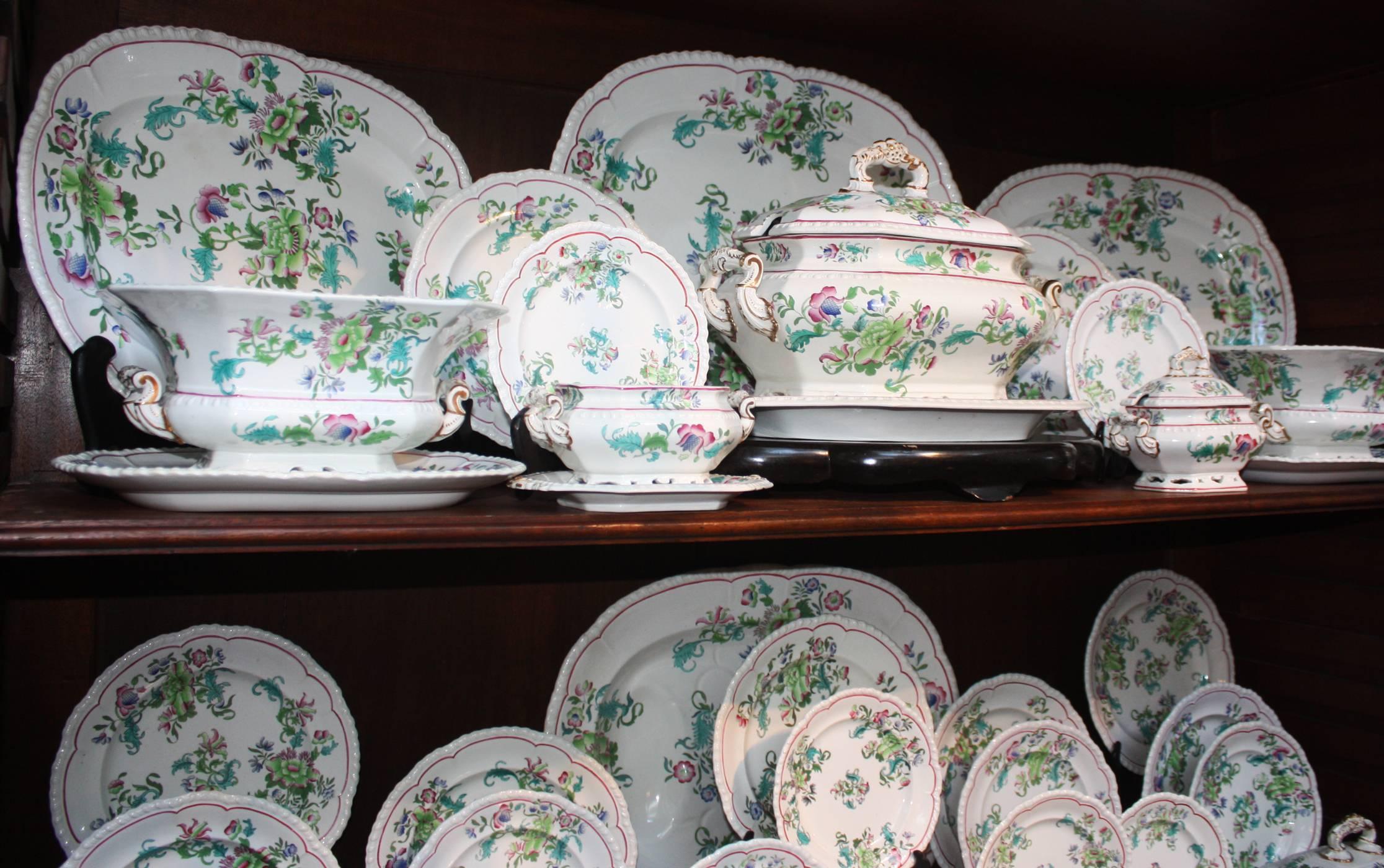 Set of China, including serving pieces by Charles Meigh, Staffordshire, England, with impressed mark 