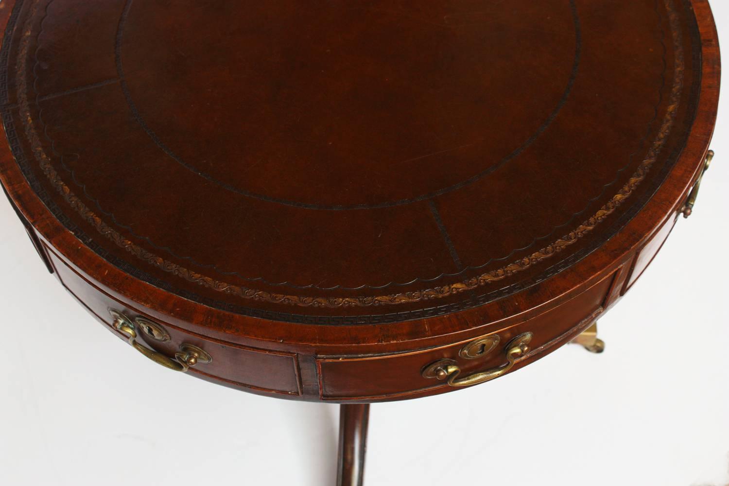 Leather 18th Century Diminutive George III Drum Table