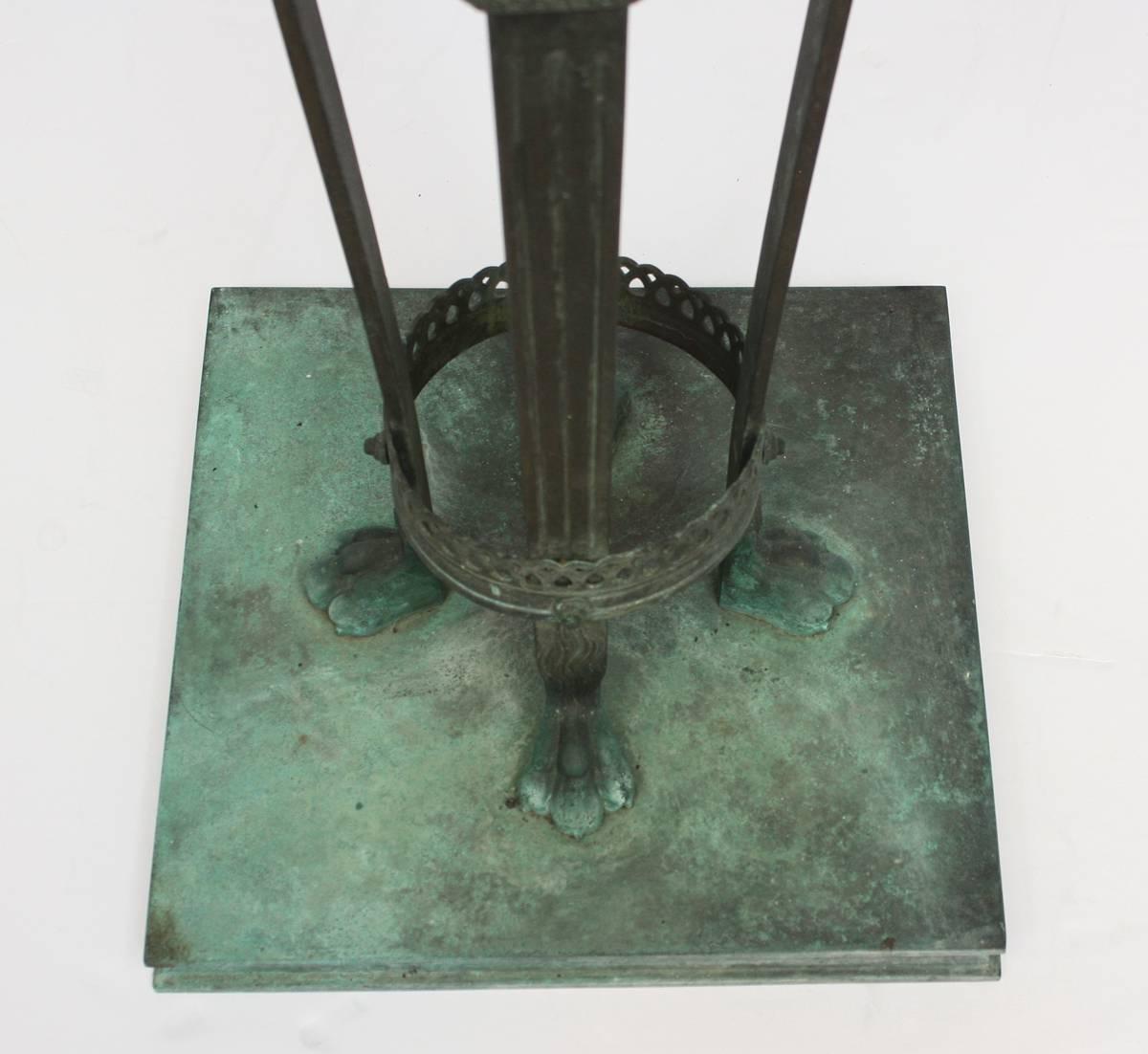 French Pair of Patinated Bronze Pompeian-Style Braziers