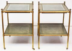 Pair of Baguès Tables with Inset Bookmatched Shagreen