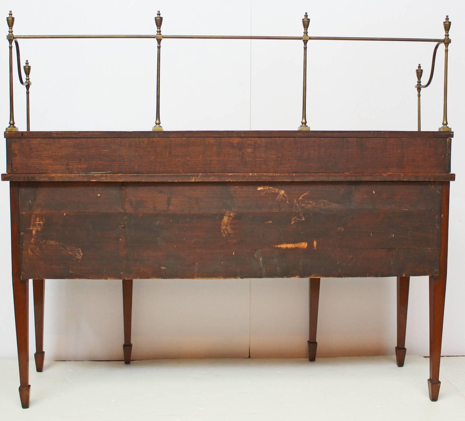 Japanned 18th Century Georgian Mahogany Sideboard with Brass Gallery Rail