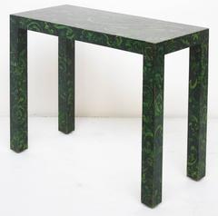 Faux Malachite Parsons Console Table