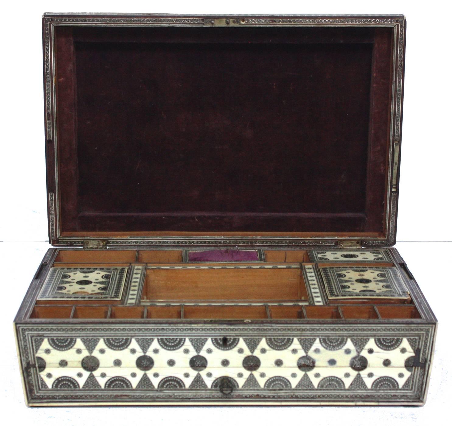 Islamic Large Syrian Inlaid Bone and Mother-of-pearl Work Box