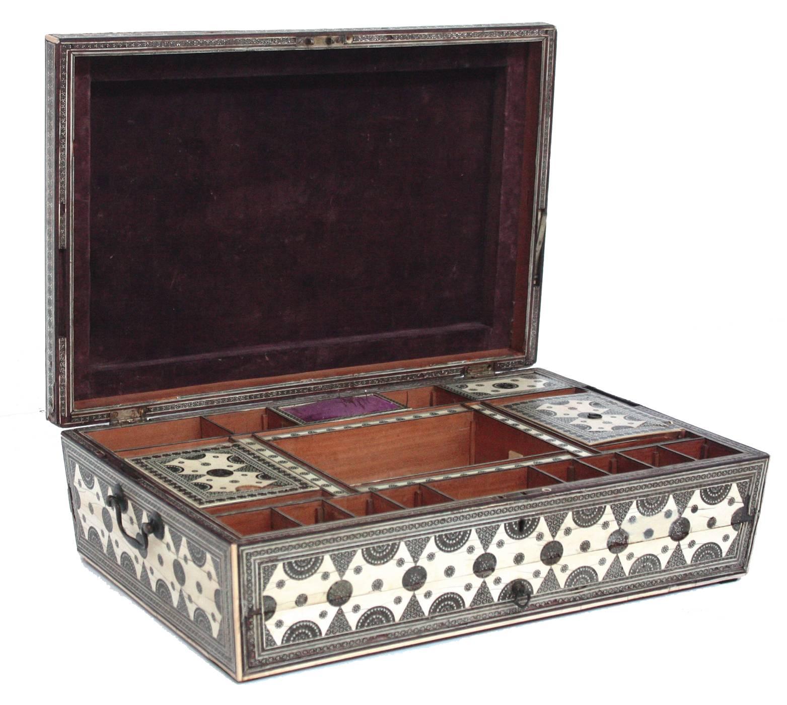 Inlay Large Syrian Inlaid Bone and Mother-of-pearl Work Box