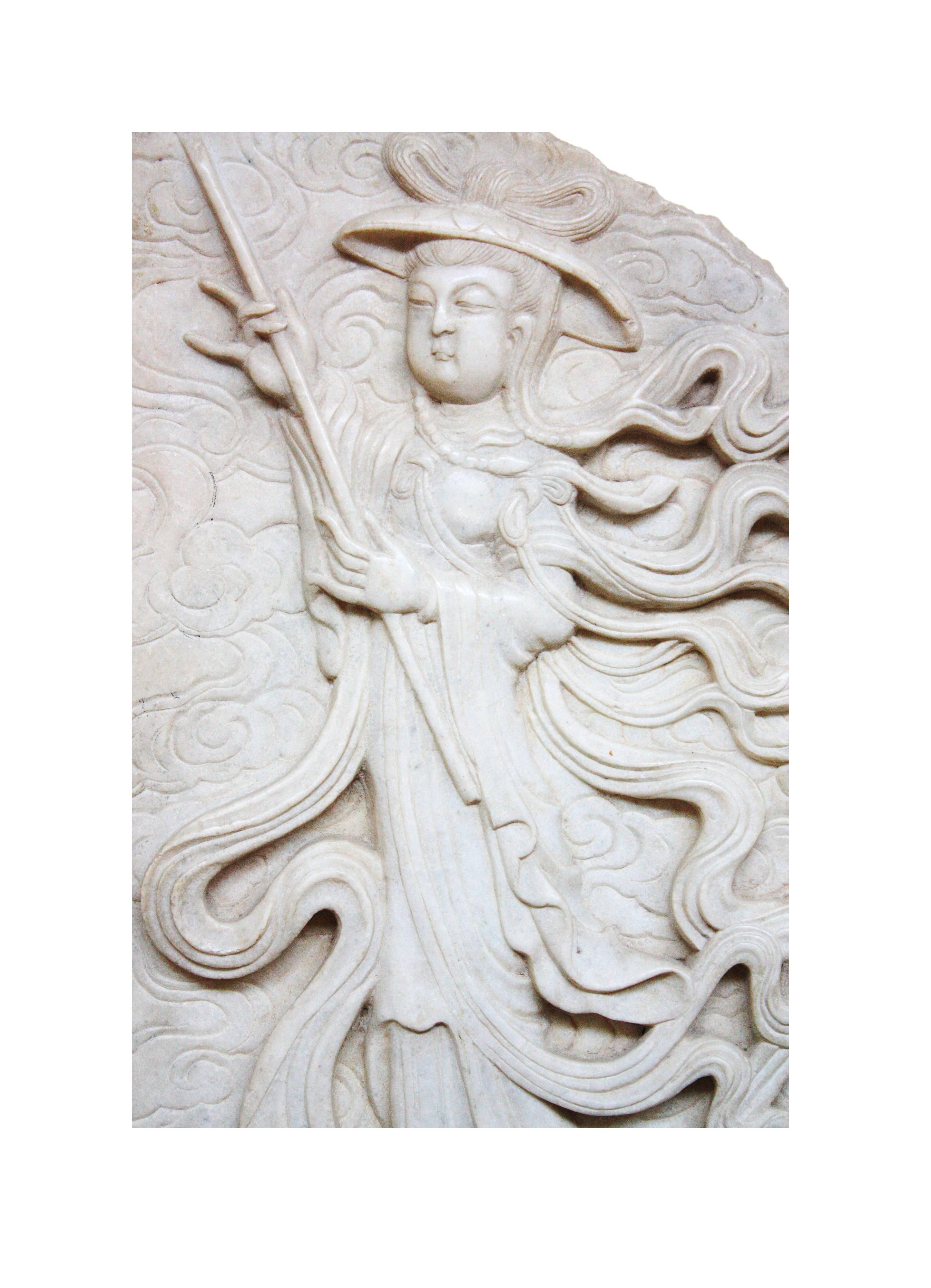 Carved Japanese Marble Wall Carving / Fragment