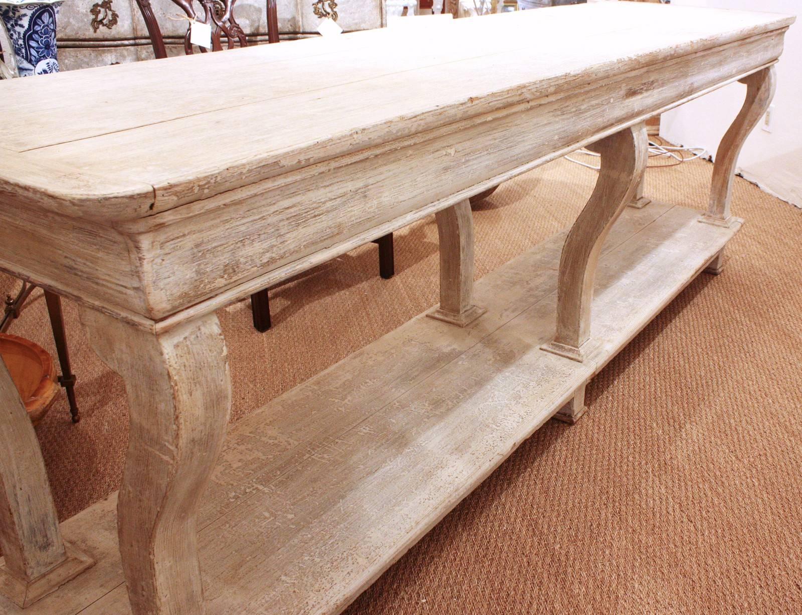 Carved Painted Country French Console Table / Buffet
