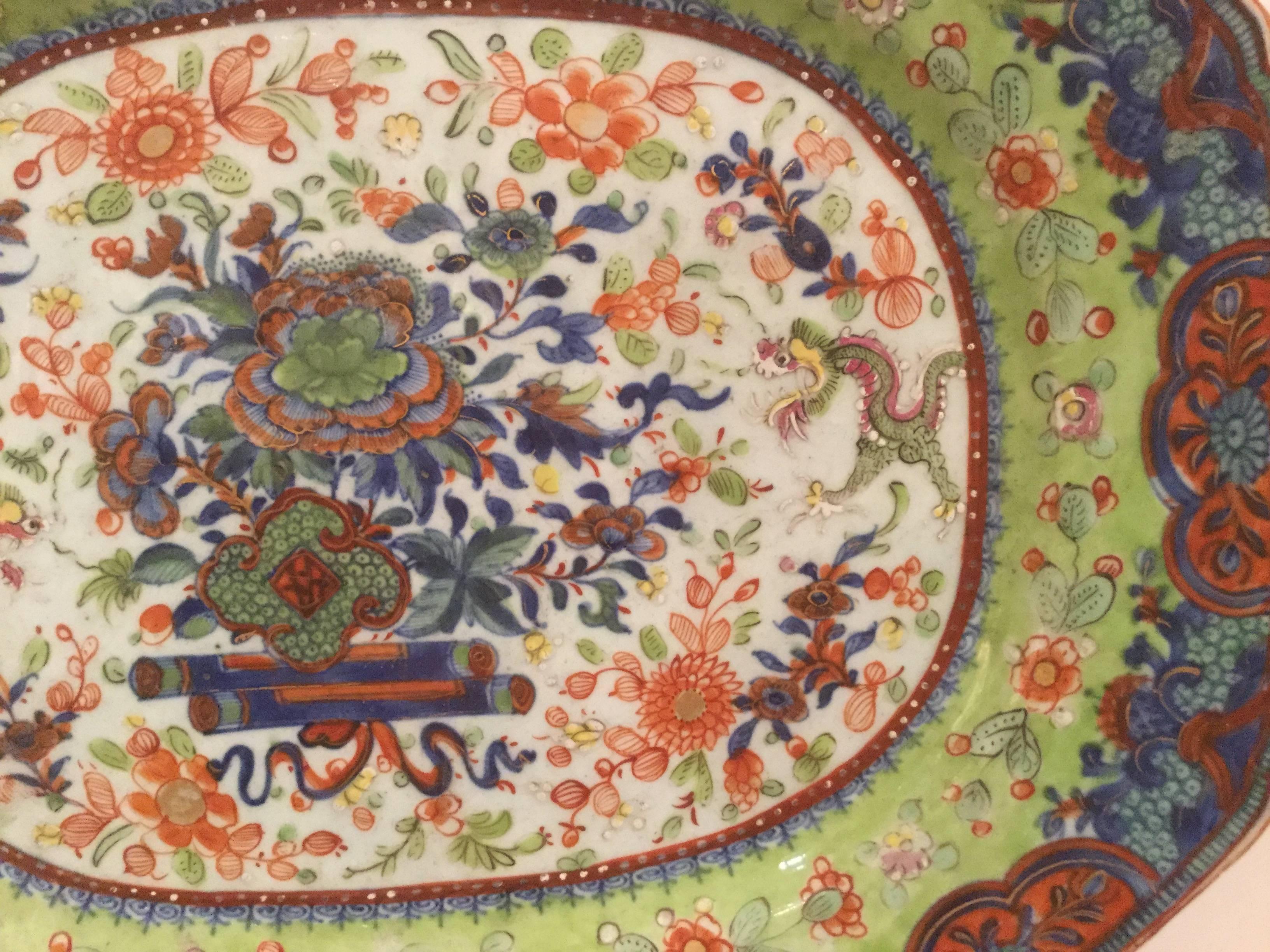 18th century Chinese clobbered platter.