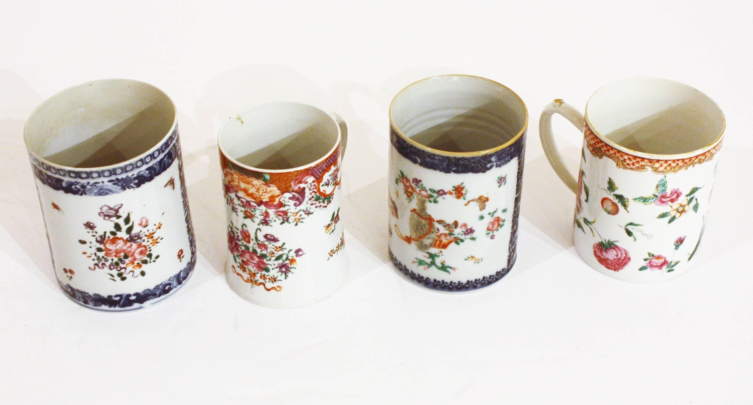 Late 18th-Early 19th Century Chinese Export Mugs, Tankards In Good Condition In Dallas, TX