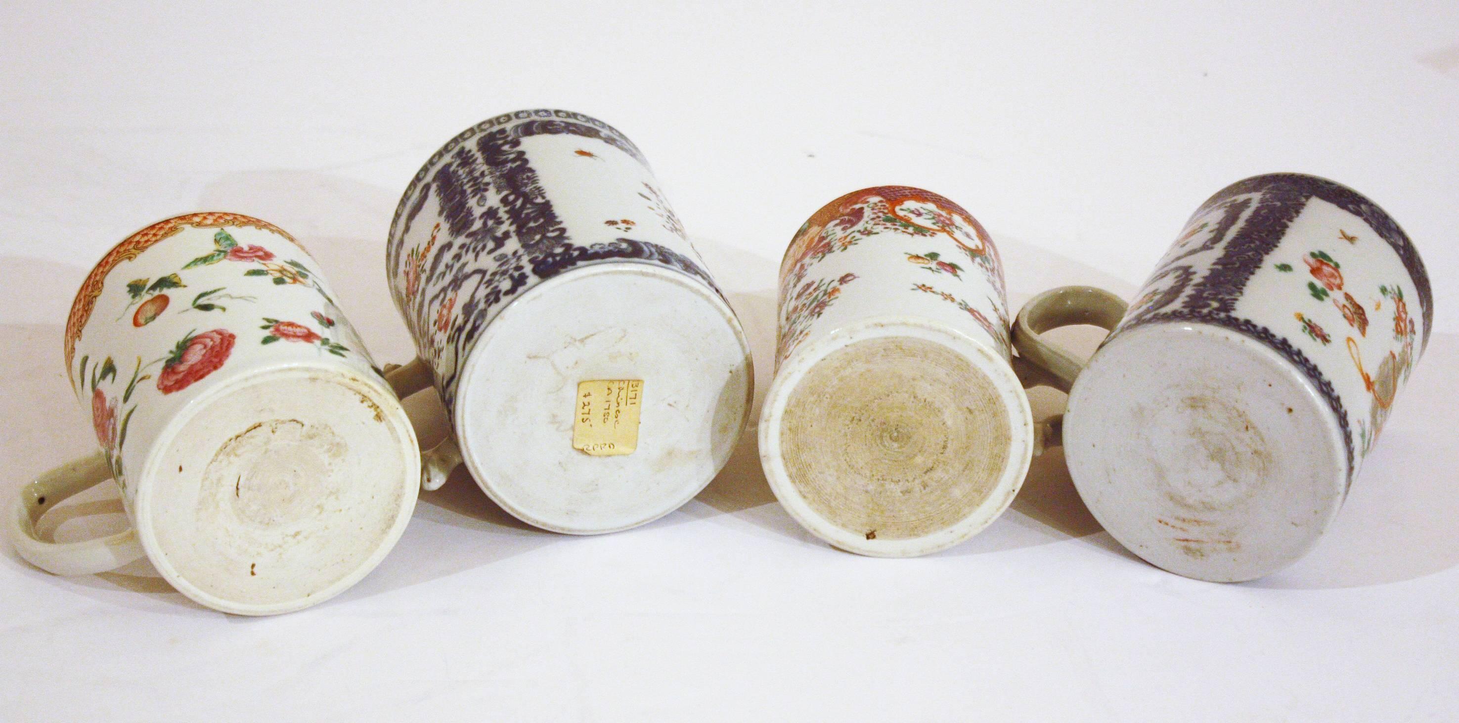 18th Century Late 18th-Early 19th Century Chinese Export Mugs, Tankards