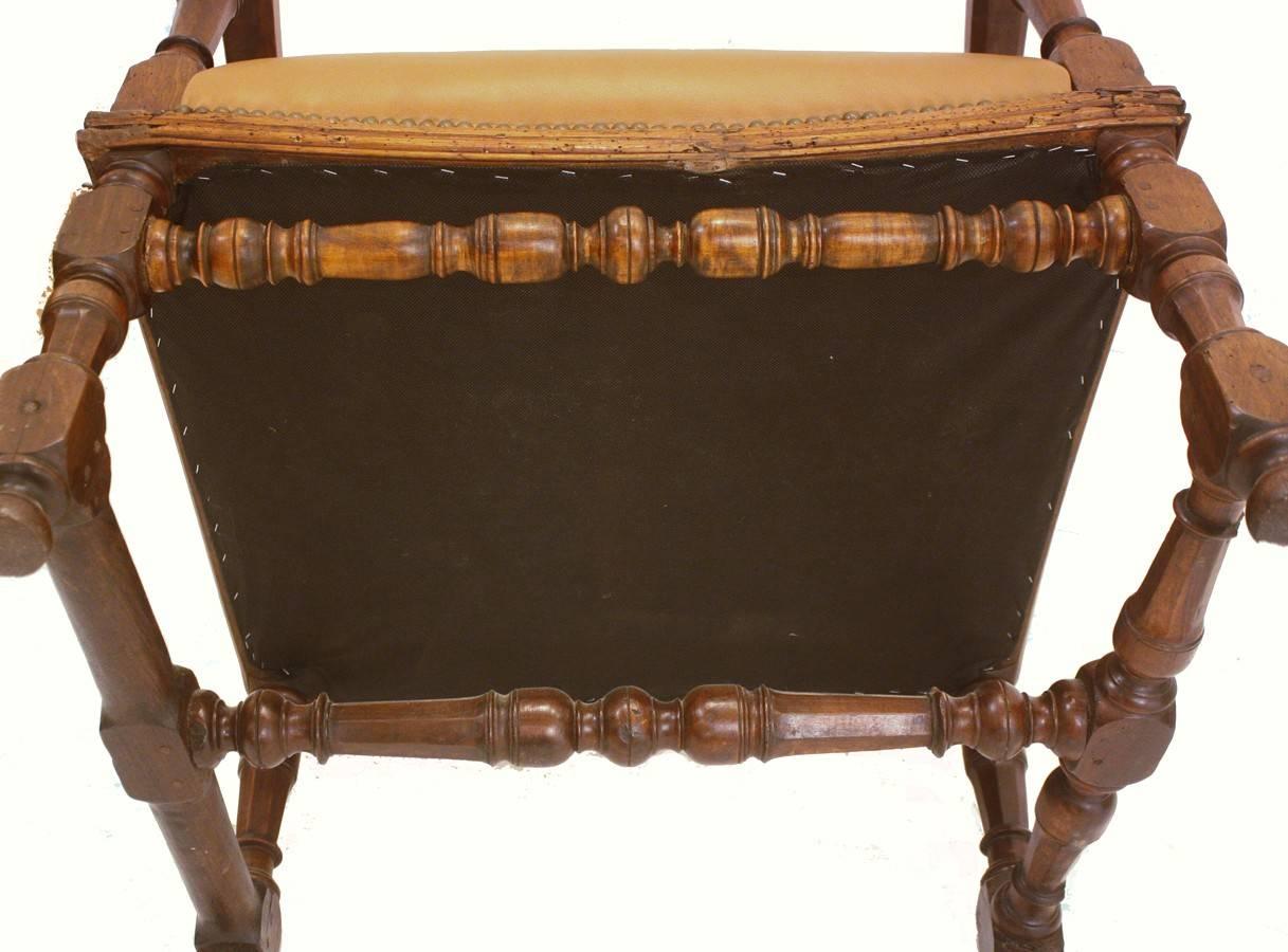 Leather Period Italian Baroque / Louis XIV Style Armchair