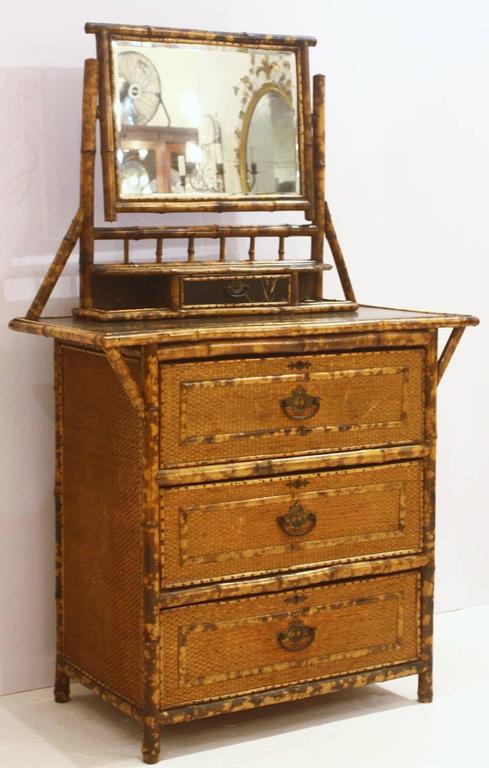 English Bamboo Chest With Adjustable Mirror At 1stdibs