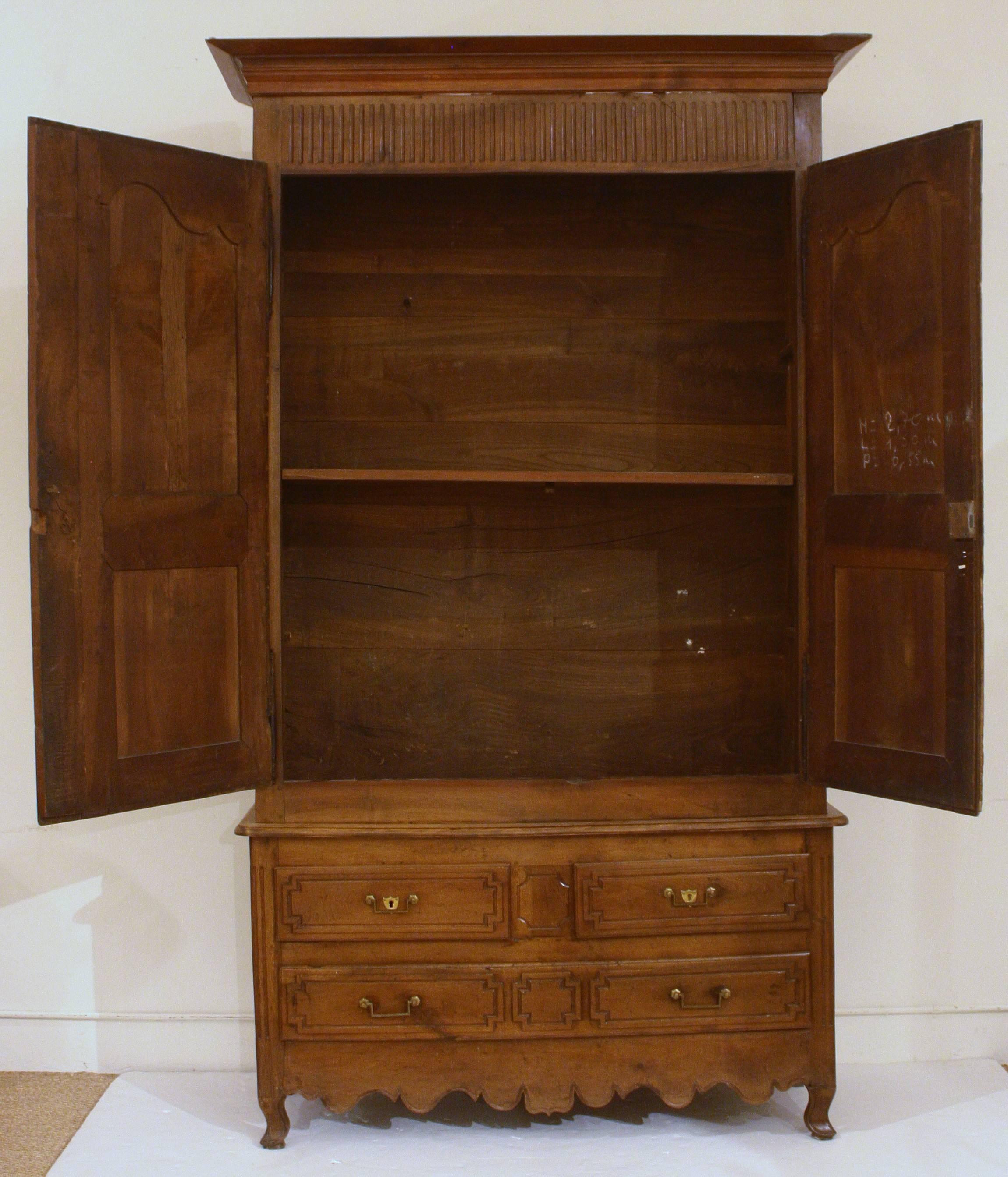 Louis XVI Louis XV Walnut Armoire in Walnut