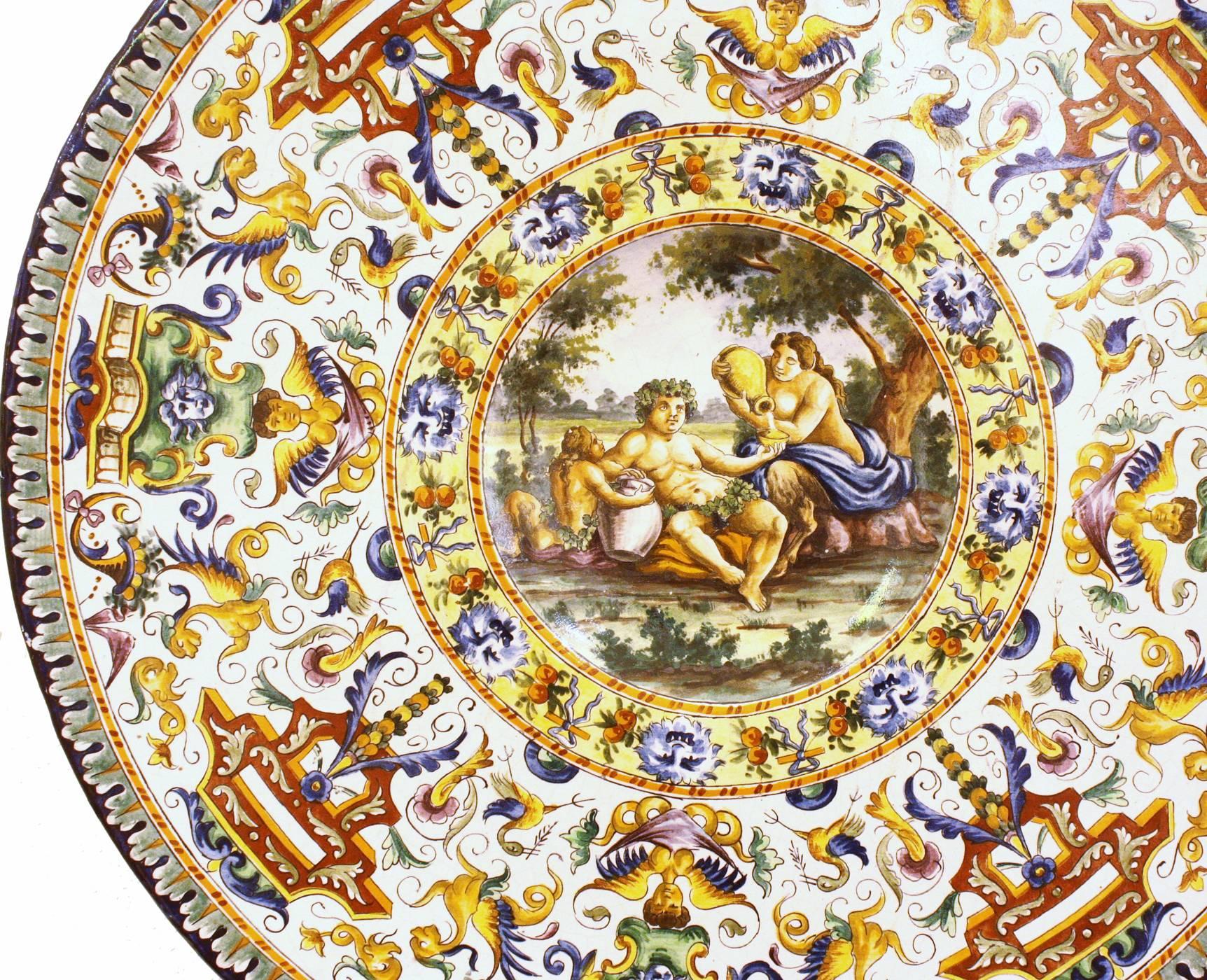 Pottery Large Italian Renaissance-Style Majolica Chargers