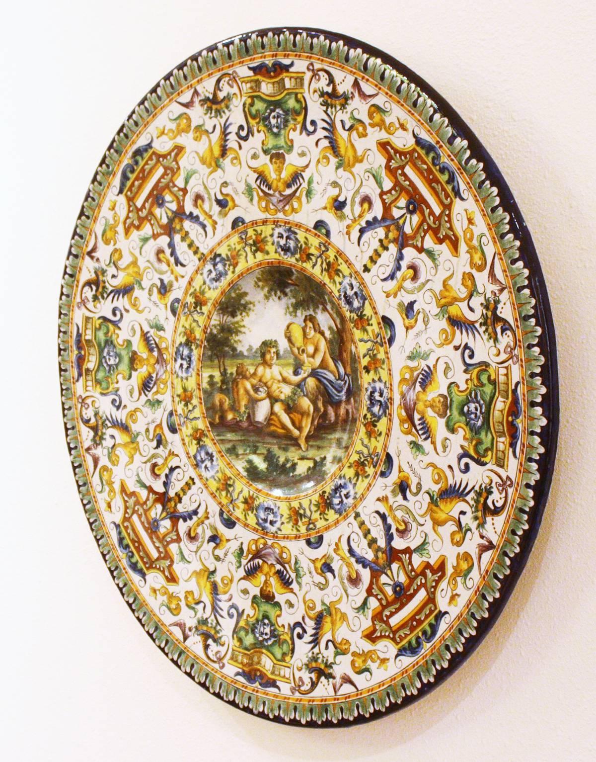 Large Italian Renaissance-Style Majolica Chargers 1