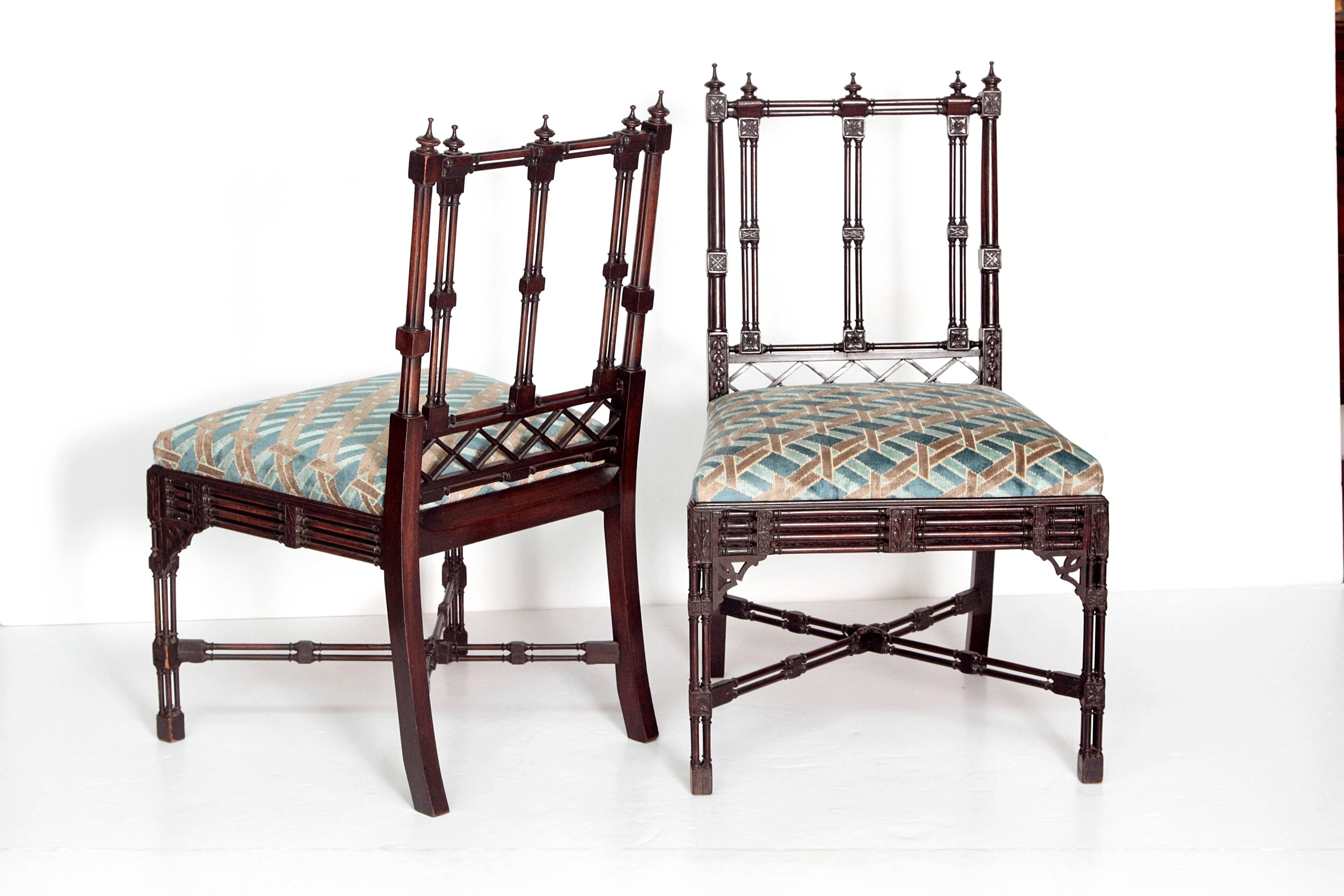 English Group of Georgian Revival Chinese Chippendale Style Chairs