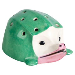 Ceramic Green Hedgehog Toothpick Holder by E.M. Sandoz for T. Haviland, France