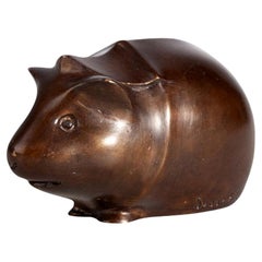 Art Déco Guinea Pig Bronze Paperweight by E.M. Sandoz for Susse Frères, France