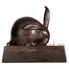 1920s Art Déco Bronze Rabbit Bell Ring by E.M. Sandoz for Susse Frères, France