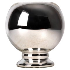 Mid-20th Century Space Age Modern Reflective Silvered Glass Footed Vase, Italy