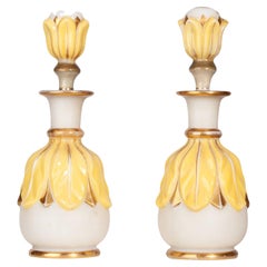 Antique Pair of Bohemian Opaline Glass and Gold Enamel Perfume/Scent Bottles, France