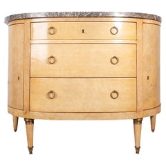 Mid-Century Modern André Arbus-Style Wood and Marble Demilune Dresser, France