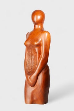 Ende des 20. Jahrhunderts geschnitzt Lackiertes Holz Dekorative Feminine Skulptur, Brasilien