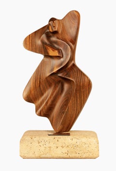 2004 Argentine Biomorphic Wood and Stone Abstract Sculpture by Fabriciano Gómez