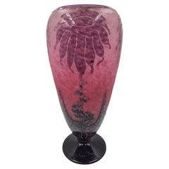 1920s Art Déco Glass Vase Designed by C. Schneider for Le Verre Français, France