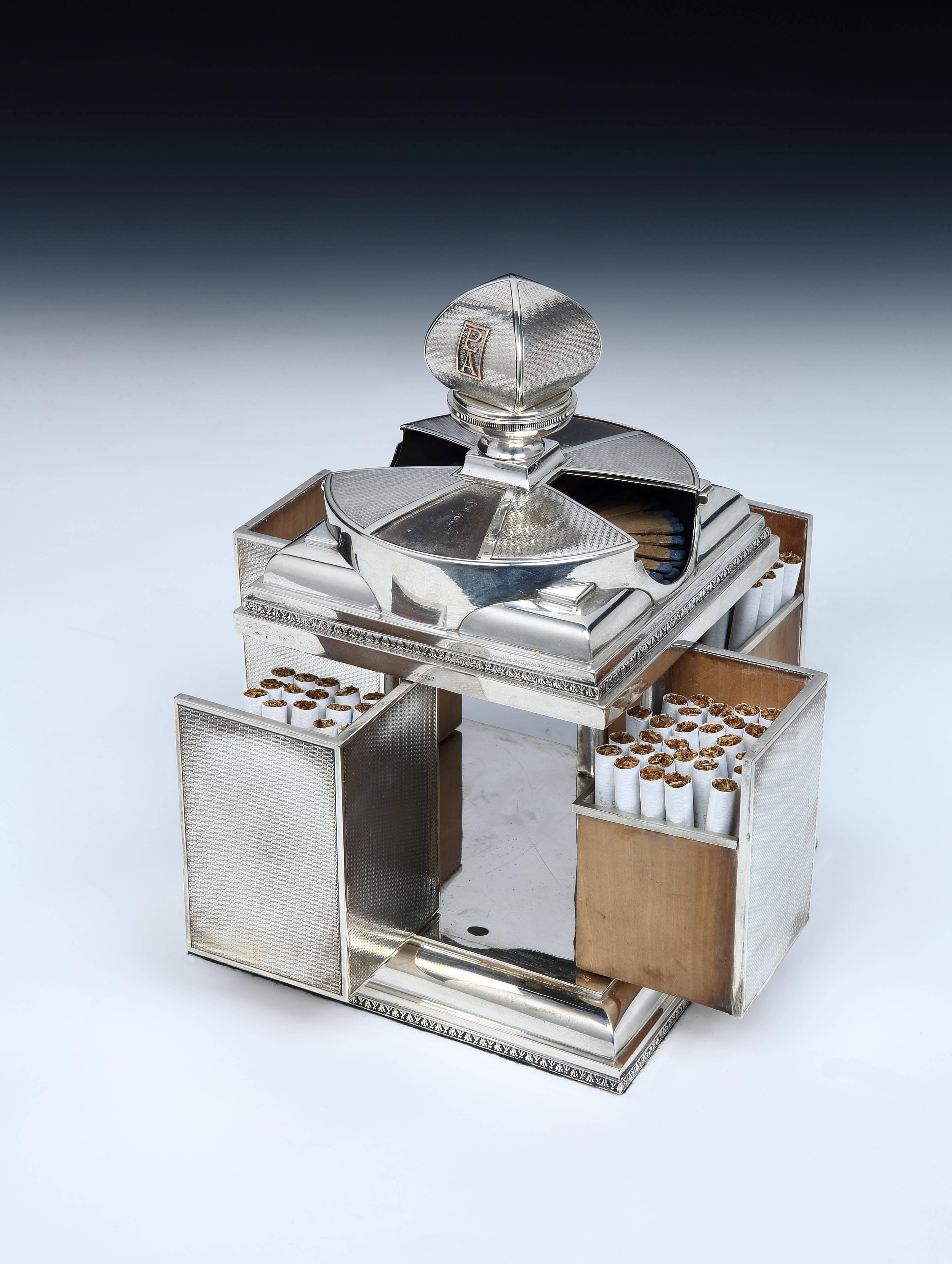British ‘Rotating’ Art Deco Cigarette Box by Asprey & Co
