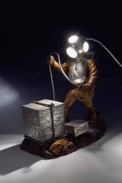 Siebe Gorman Deep Sea Diver Lamp and Cigar Boxes