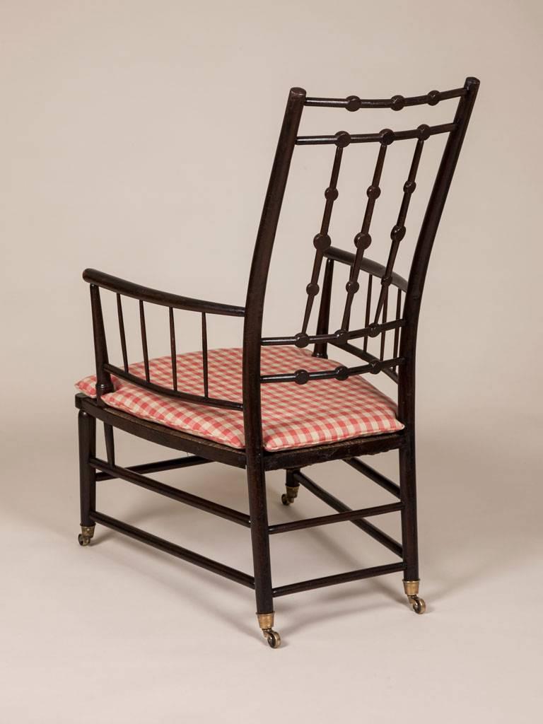 Arts and Crafts Ebonized Open Armchair In Good Condition In London, GB