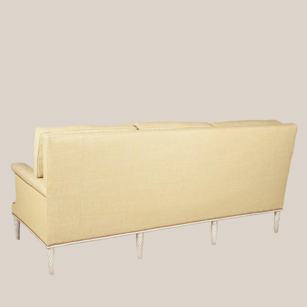 Mid-20th Century Square-Backed Sofa by Maison Jansen For Sale