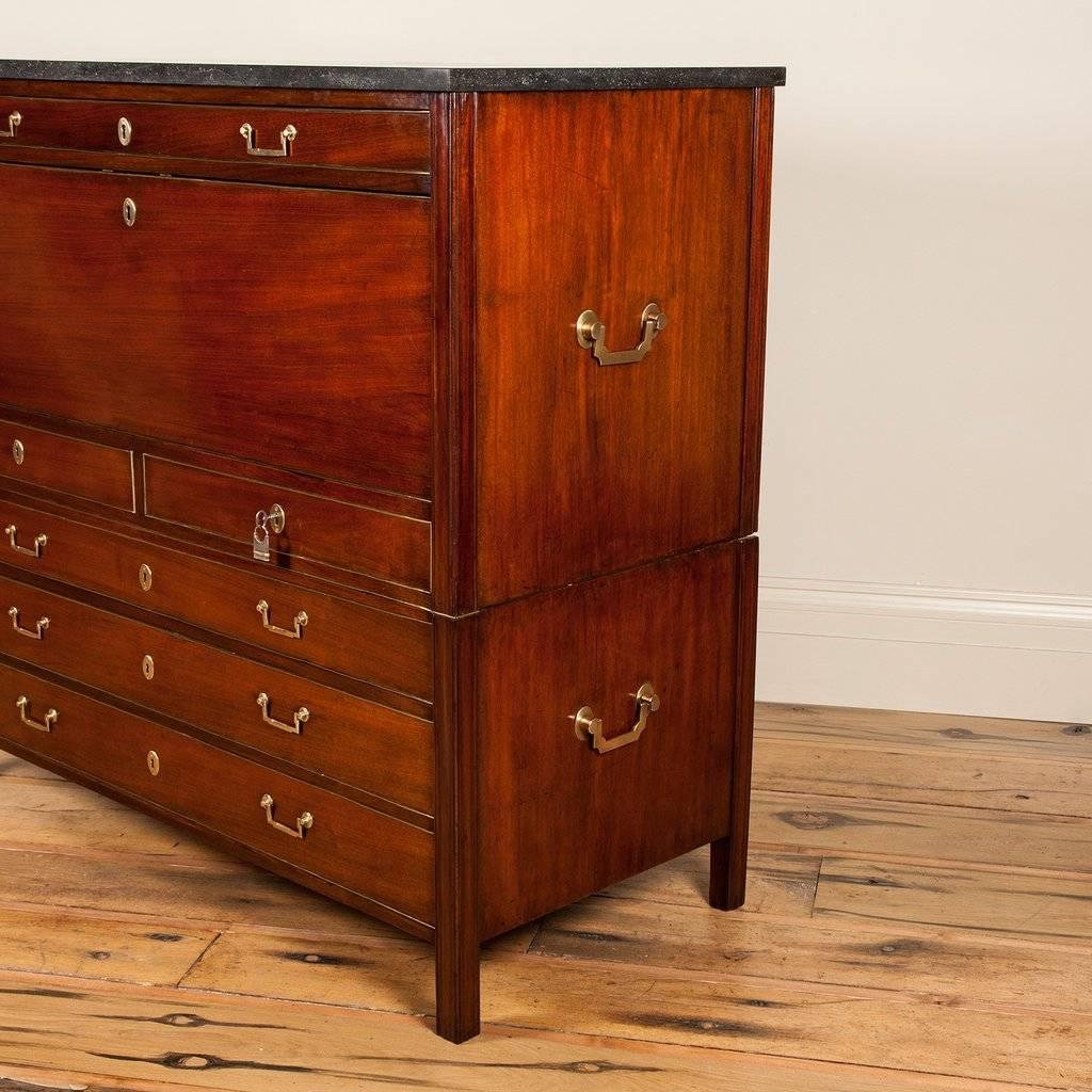 19th Century French Mahogany and Brass Secretaire For Sale