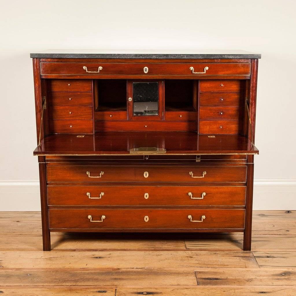 French Mahogany and Brass Secretaire For Sale 3
