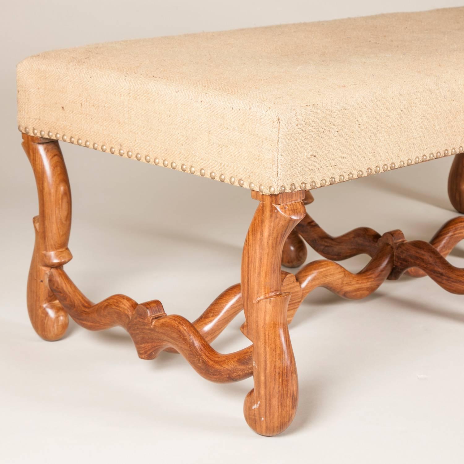 A French hardwood stool with a 17th century style Os de Mouton base, 20th century.