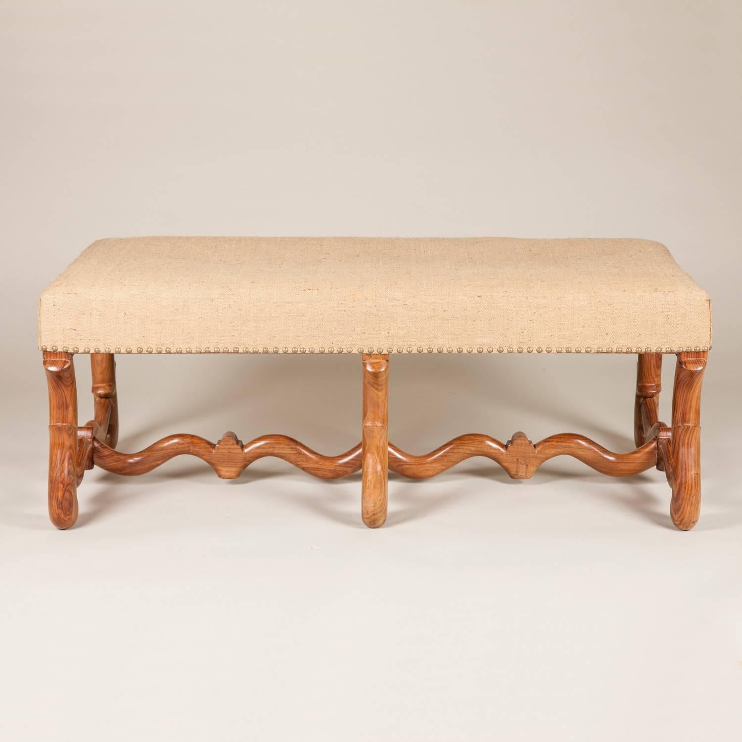 French Hardwood Stool with Os de Mouton Style Base In Good Condition In London, GB