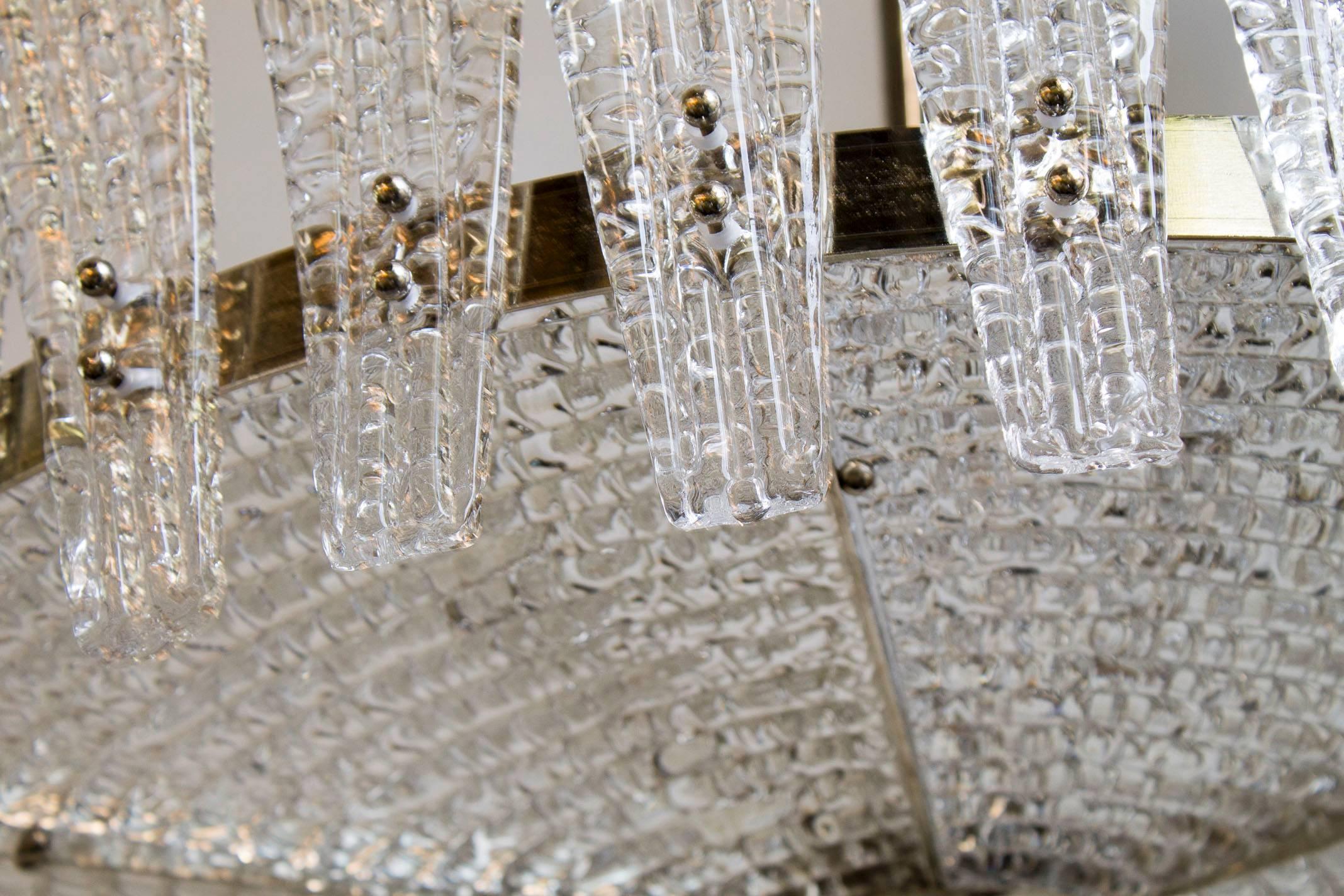 Molded Clear Murano Chandelier in the Style of Fontana Arte