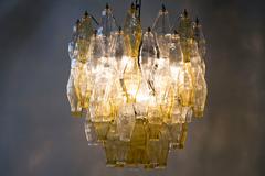 Amber and Clear Polyhedral Murano Glass Chandelier