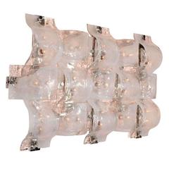 Frosted White & Clear Glass Wall Light by Aldo Nason for Mazzega