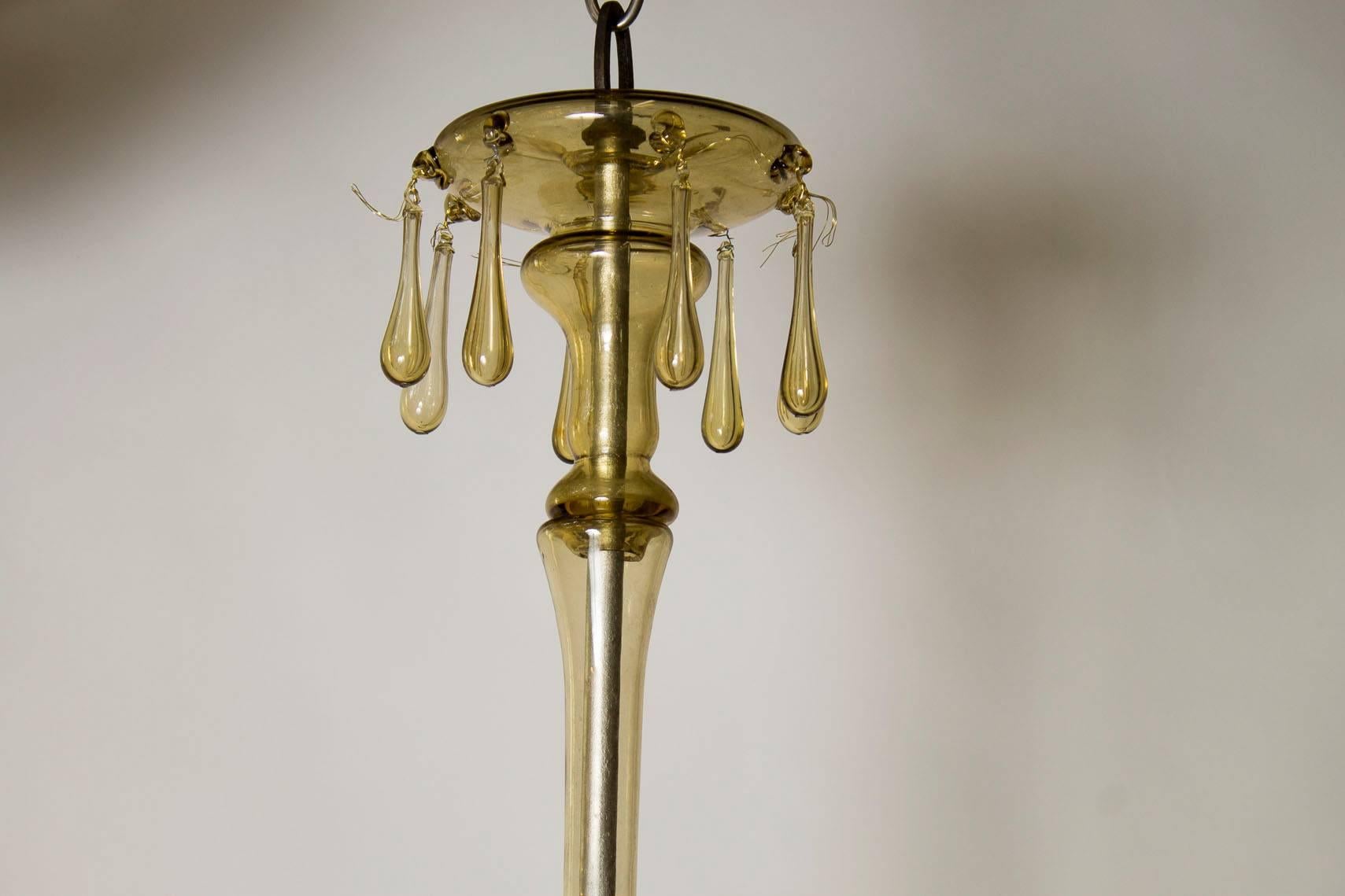 Mid-20th Century Amber Murano Chandelier by Venini, 1930 For Sale