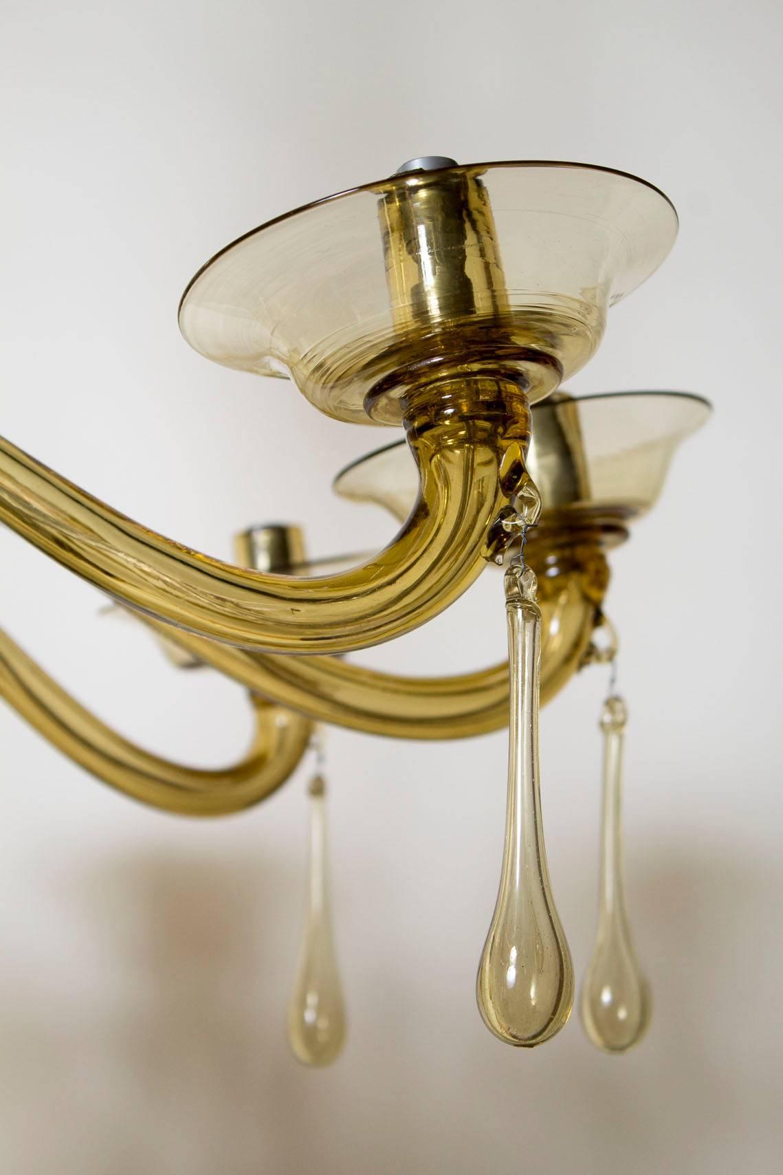 Amber Murano Chandelier by Venini, 1930 For Sale 1