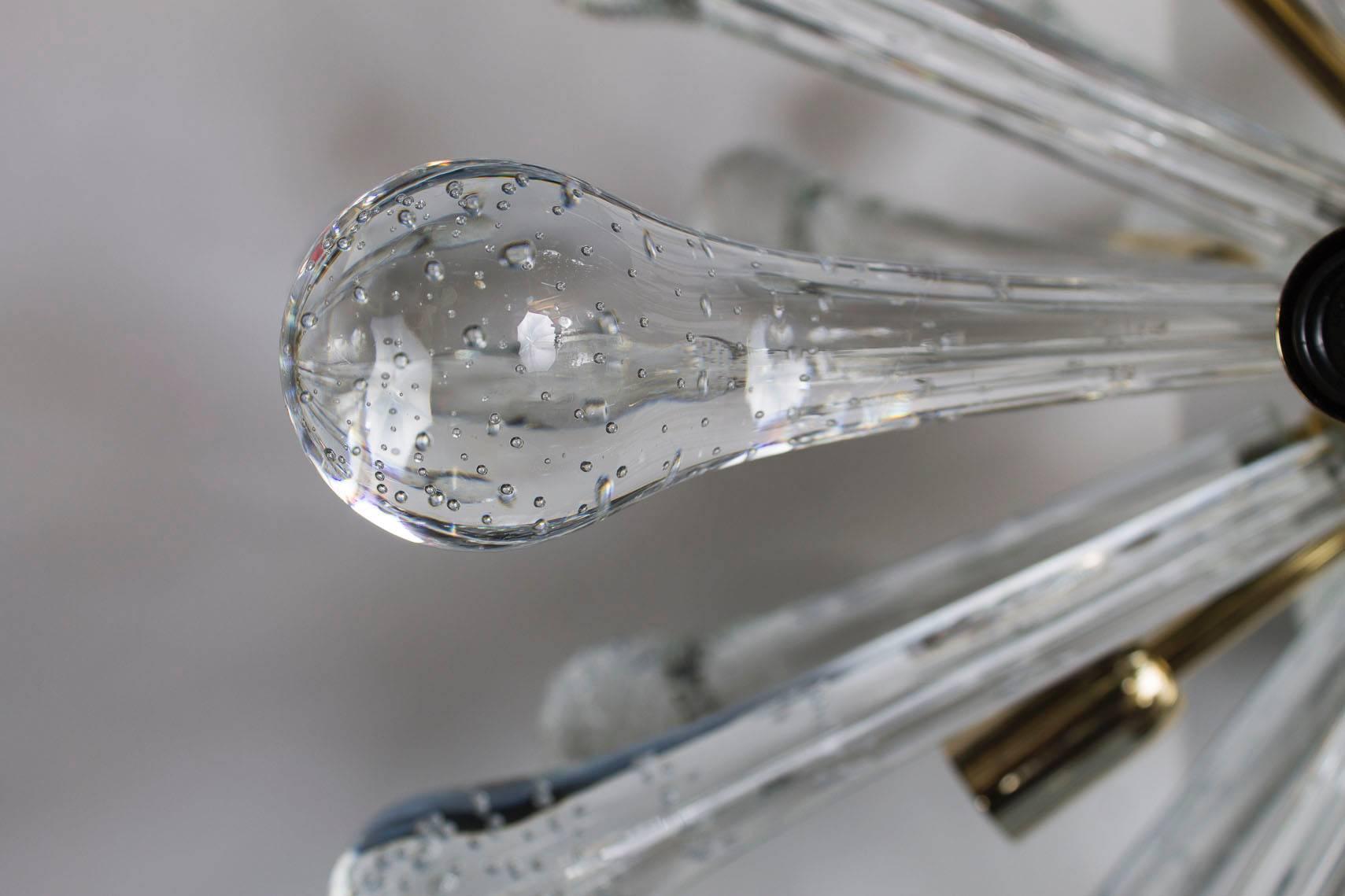 Modern Italian Sputnik Chandelier in Murano Glass and Brass For Sale