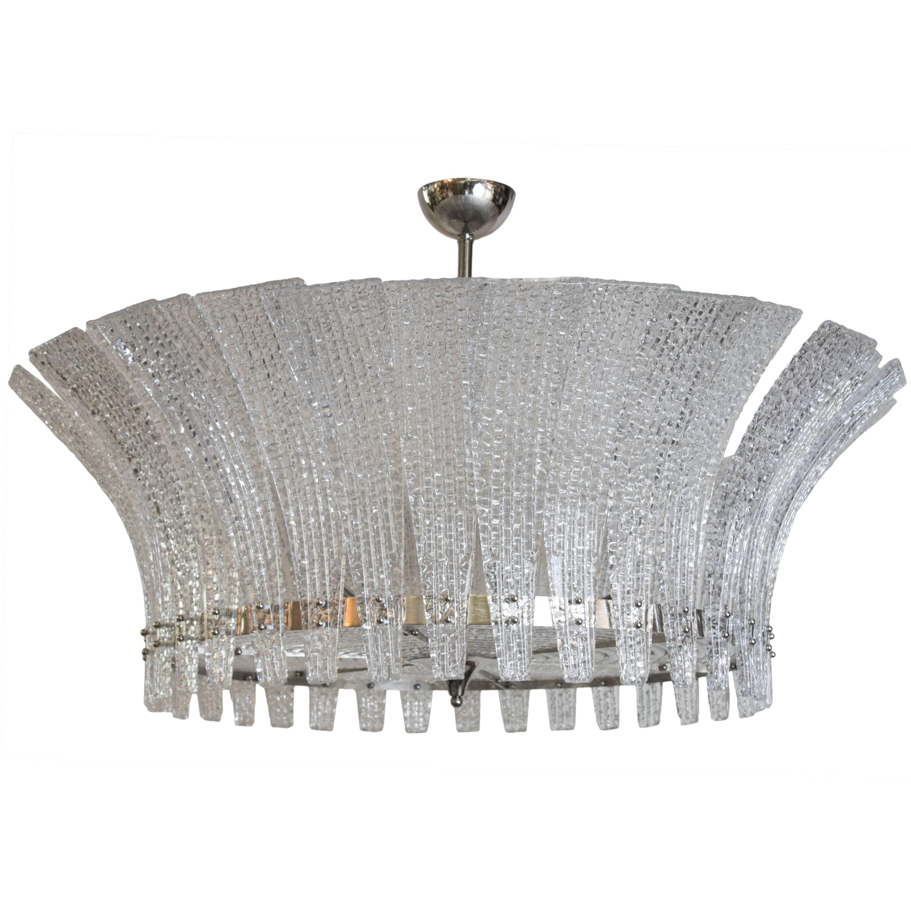 Clear Murano Chandelier in the Style of Fontana Arte