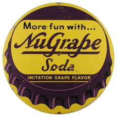 Vintage NuGrape Soda Bottle Cap Metal Sign