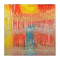 Orange, Yellow and Blue Signed Original Abstract Resin Painting 7489 11